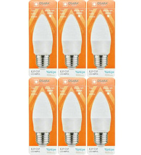 (6 Adet) Osaka 7W (50W) 6500K (Beyaz Işık) E27 Duylu (Kalın Duy) Mum Led Ampul