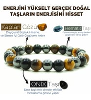 Doğaltaş Enerji Bilekliği Kaplangözü+Hematit ve Oniks Bileklik