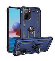 Xiaomi Redmi Note 10 Kılıf Metal Solid Yüzüklü Standlı Military Ring SRS (Lacivert)