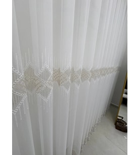 NİVEMESHOME ELİN 2573 GOLD DETAY 1/3 PİLELİ TÜL PERDE APM