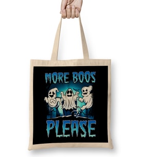 8 Bit  Funny More Boos Please Halloween Ghosts Booze Pun Bez Çanta Uzun Saplı