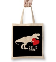 Rawr T Rex Dinosaur Heart Love Valentine s Day Bez Çanta Uzun Saplı