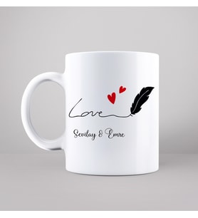 Love Aşk Sevgili Tasarımlı Kupa Kişiye Özel