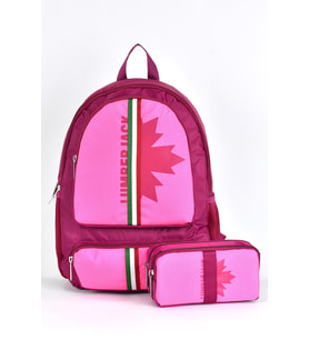 Lumberjack Çok Gözlü Unisex 2'li Okul Çantası Seti Okul Çantası ve Kalemlik Pembe LMCAN24012