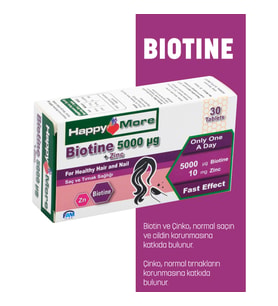 HappyMore Biotin ve Çinko içeren 30 Tablet Takviye Edici Gıda