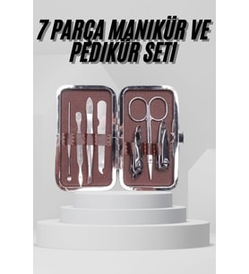 7 Parça Paslanmaz Çelik Manikür ve Pedikür Seti Çantalı Profesyonel