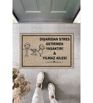 Kişiye Özel Tasarım Dışarıdan Stres Getirmek Yasaktır Çok Amaçlı Kapı Önü Paspası-70x45 Cm