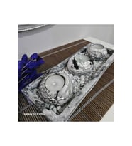 Cta dekor 3"lü Beton Tabaklı Mumluk Set,dekoratif Mumluk,hediyelik Eşya,tealight Mumluk