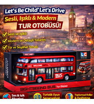 Let’s Be Child Let’s Drive Sesli ve Işıklı Tur Otobüsü Keşif ve Yolculuk Temalı Oyuncak Araç