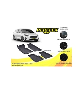 Perflex 3d X-mat Havuzlu Paspas Çeşitleri Siyah Ford Focus 4 Sd 2018+ 3d X-mat 5 Pcs (Siyah - Beyaz)