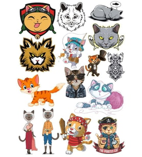 Kedi Sticker Set-9 15 Parça Telefon, Tablet, Defter, Laptop Sticker