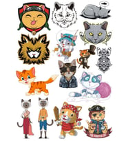 Kedi Sticker Set-9 15 Parça Telefon, Tablet, Defter, Laptop Sticker