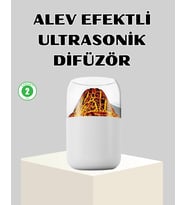 Ultrasonik Alev Efektli Aromaterapi Difüzörü USB Şarjlı ve Otomatik Kapanma Özellikli