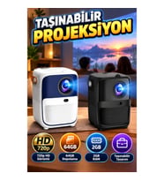 720p HD Görüntü Kaliteli 64GB Depolamalı 2GB RAM Taşınabilir Projeksiyon Cihazı