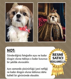 No:32 Kişiye Özel Tasarım Evcil Hayvan Tablosu Patili Hediyelik Kraliyet kıyafetli Portresi