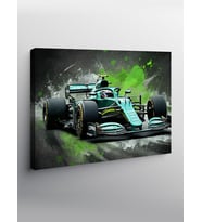 Kanvas Tablo Yeşil F1 Yarış Arabası Aksiyonu