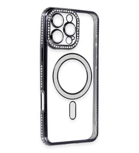 Pilelistore   iPhone 16 Pro Max Kılıf Joke Simli Magneticsafe Kılıf - Gri