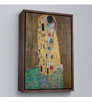 Çerçeveli Gustav Klimt'in Öpücüğü Tablo - The Kiss by Gustav Klimt (Kahverengi)