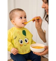 0-12 AY KOLLU ŞİRİN RENKLİ DESENLİ MAMA  ÖNLÜĞÜ (Y.Yeşil)