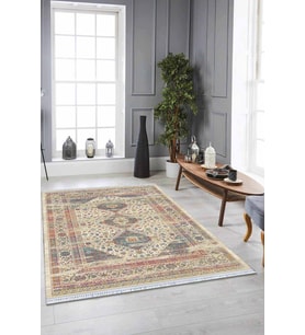 Çok Renkli Vintage Dokuma Pamuk Taban Kaymaz Kilim KLM168