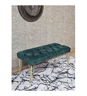 Gold Tel Ayaklı 90 cm Puf Bench - Puf - Bench - Kasalı Oturak - Oturak - Yatak Ucu Puf Yeşil Renk 90 x 40 Boyut/Ebat (Çok Renkli)