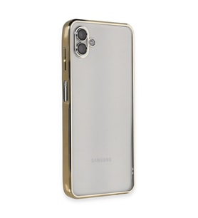 Samsung Galaxy A04 Kılıf Kamera Korumalı Lensli Silikon - Gold