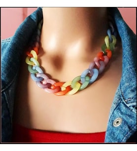 Karışık Renkli Kadın Mat Akrilik Candy Kolye
