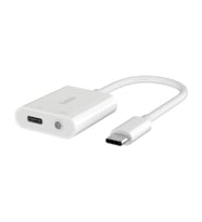 RockStar™ 3,5 mm Ses + USB-C® Şarj Adaptörü, USB-C 60W Güç Dağıtımlı Kulaklık Adaptörü iPhone 15, iPad Pro, Galaxy, Note, Google Pixel, LG, Sony Xperia ve Daha Fazlası İçin Hızlı Şarj - Beyaz