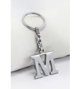Gümüş Renkli Metal M Harfi Anahtarlık / Harfli Çanta Süsü (Standart)