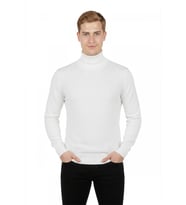 DeepSEA Beyaz Slim Fit Tam Boğazlı Balıkçı Yaka Erkek Triko Kazak - Şık & Modern 2505495