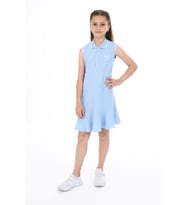 Toontoy Kız Çocuk Polo Yaka Düğmeli Elbise (Mavi)