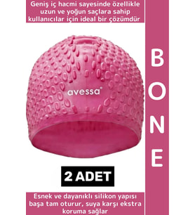 #Bone Esnek Yumuşak Silikon Havuz Deniz Yüzme Kulağa Su Geçirmez Büyük Beden Saç Bonesi 2 Adet