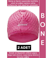 #Bone Esnek Yumuşak Silikon Havuz Deniz Yüzme Kulağa Su Geçirmez Büyük Beden Saç Bonesi 2 Adet