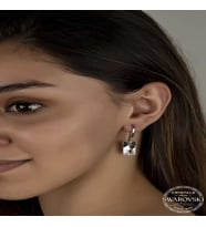 S-warovski Crystal Taşlı Gümüş Beyaz Baget Sallantılı Kadın Küpe