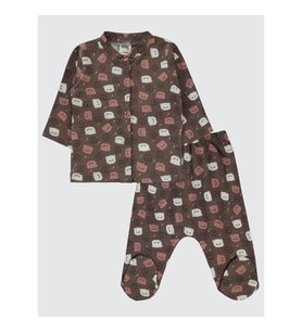Civil Baby Kız Bebek Pijama Takımı 1-6 Ay Kahverengi