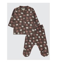 Civil Baby Kız Bebek Pijama Takımı 1-6 Ay Kahverengi