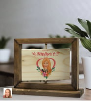 BK Gift Kişiye Özel Anneler Günü Karikatürlü Doğal Ahşap Dönen Fotoğraf Çerçevesi, Anneler Günü Hediyeleri, Ev Dekoru, Masaüstü Dekoru-5