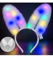 Mey İthalat® 3 Modlu LED Işıklı Peluş Tavşan Kulağı Beyaz Renk