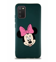 Samsung Galaxy A02S Soft Premier Kapak Minnie Mouse-C Tasarımlı Silikon Kılıf - Yeşil (Şeffaf)