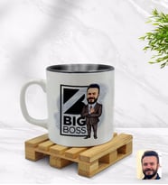 BK Gift Kişiye Özel Erkek Big Boss Karikatürlü İçi Siyah Renkli Kupa Bardak Model 1