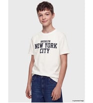 LCW Kids Beyaz New York Baskılı Erkek Çocuk Tişört