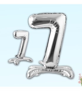 7 Rakam Ayaklı Folyo Balon, 65 cm - Gümüş (STD)