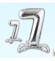7 Rakam Ayaklı Folyo Balon, 65 cm - Gümüş (STD)
