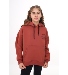 Toontoy Kız Çocuk Baskılı Sweatshirt (Kiremit)