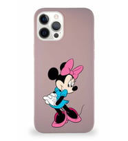 Apple iPhone 12 Pro Max Soft Premier Kapak Minnie Mouse-F Tasarımlı Silikon Kılıf - Pudra (Şeffaf)