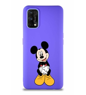 Realme 7 Pro Soft Premier Kapak Mickey Mouse-A Tasarımlı Silikon Kılıf - Mor (Şeffaf)