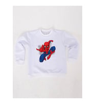 Spiderman baskılı örümcek adam pamuklu kumaş çocuk sweatshirt (Beyaz)