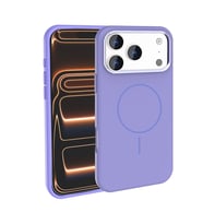 Apple iPhone 17 Pro Uyumlu Kılıf M-Safe Şarj Özellikli Metal Kamera Çerçeveli Zore Edi Silikon Kapak (Lila)