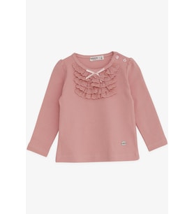 Breeze Kız Bebek Bluz Güpürlü Fiyonklu 6 Ay-2 Yaş, Gülkurusu
