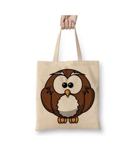 Owl Baykuş Beyaz Bez Çanta Uzun Saplı Alışveriş Çantası Plaj Çantası